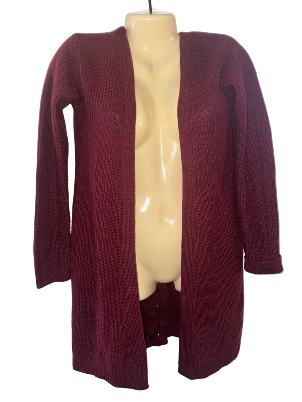 Xhilaration Open-Front Burgundy Cardigan Sweater